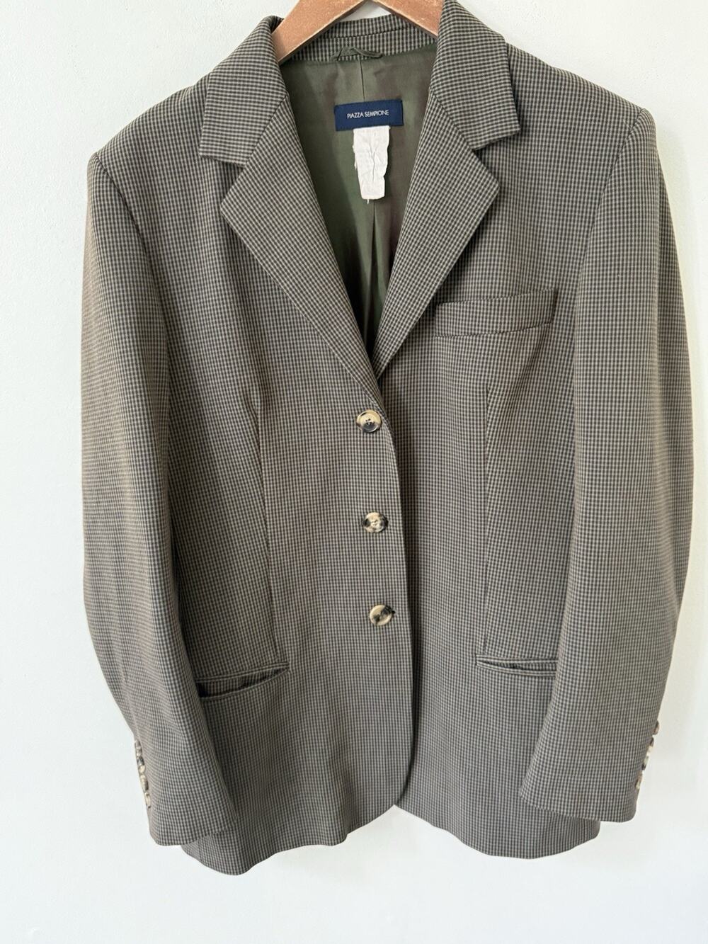 The Savile Row Co Glen Check Sport Coat Gray Blazer Jacket Size 46L Double Vent